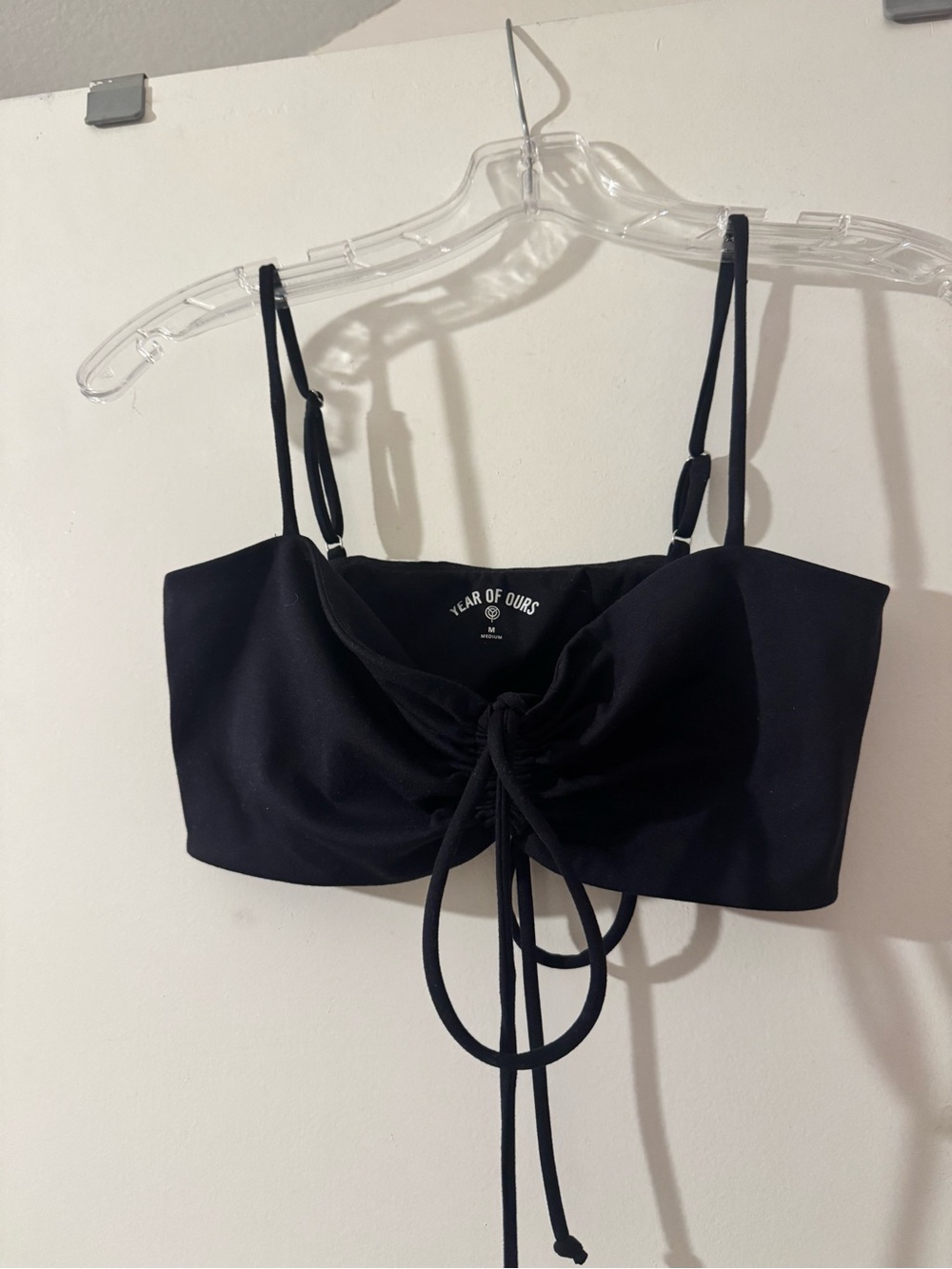 Year of Ours Black Logo sports bra